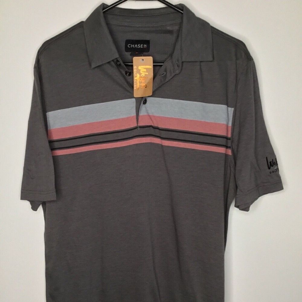 NWT Chase 54 Men’s Gray Short‎ Sleeve Golf Polo Shirt Size M